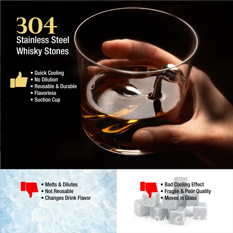 Scotch Ness Whisky Stone Loch Ness Monster Bar Gift Stainless Steel Chiller
