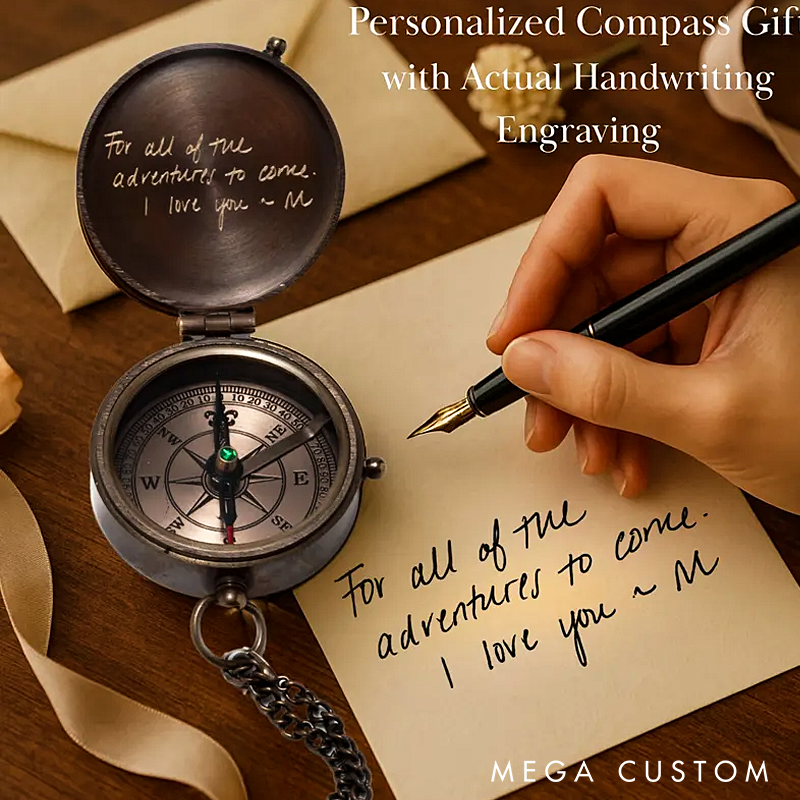 Personalized Engraved Compass Gift Custom Working Antique Brass Pocket Compass Vintage Christmas Gifts