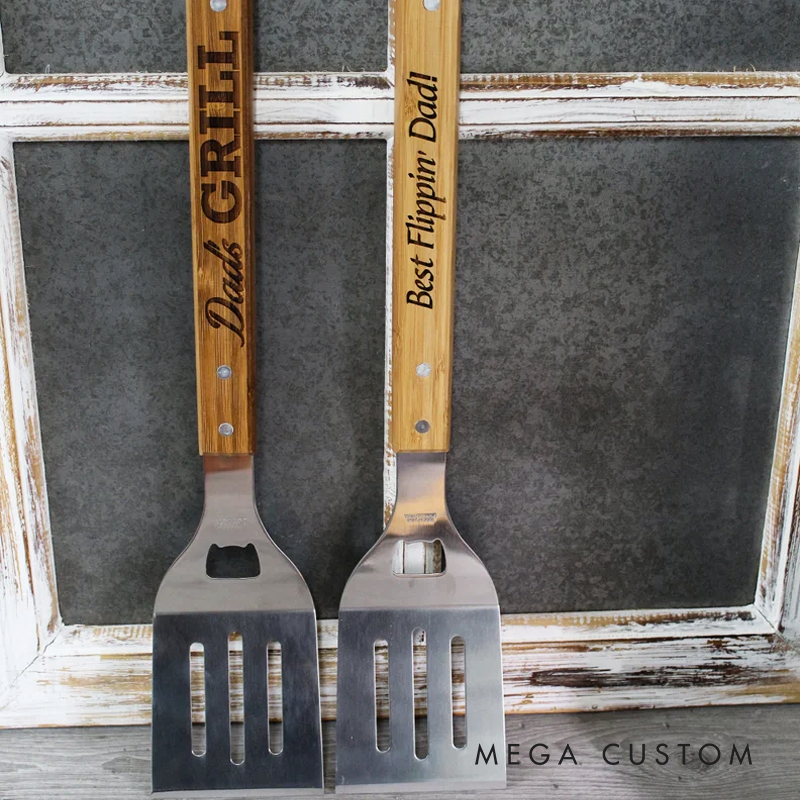 Personalized Bbq Spatula Or Tool Set Christmas Gift For Dad Or Stepdad Grilling Accessories For Grandpa Grill Gift For Guys Gift Idea