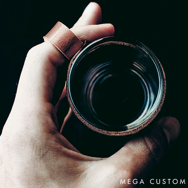 Espresso Cup Handmade Glass with Leather Wrap