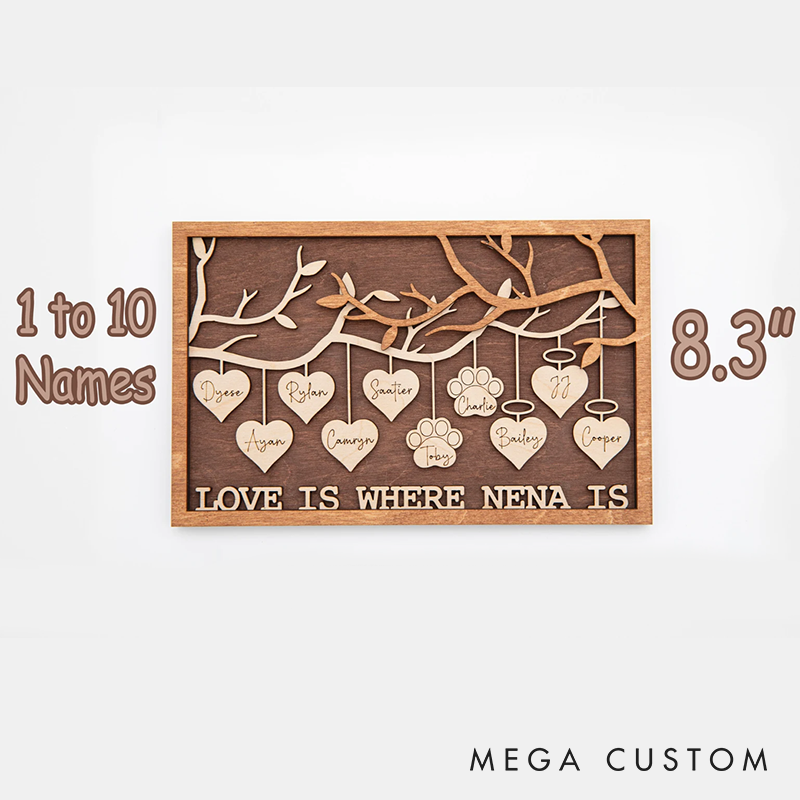 Family Tree Hanging Heart 3D Wall Hanging Decoration or Gift with Stand Perfect for Mothers Day Fathers Day