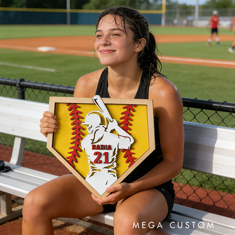 Personalized Softball Name Sign 3D Softball Plaque Gift for Softball Lovers Softball Girls