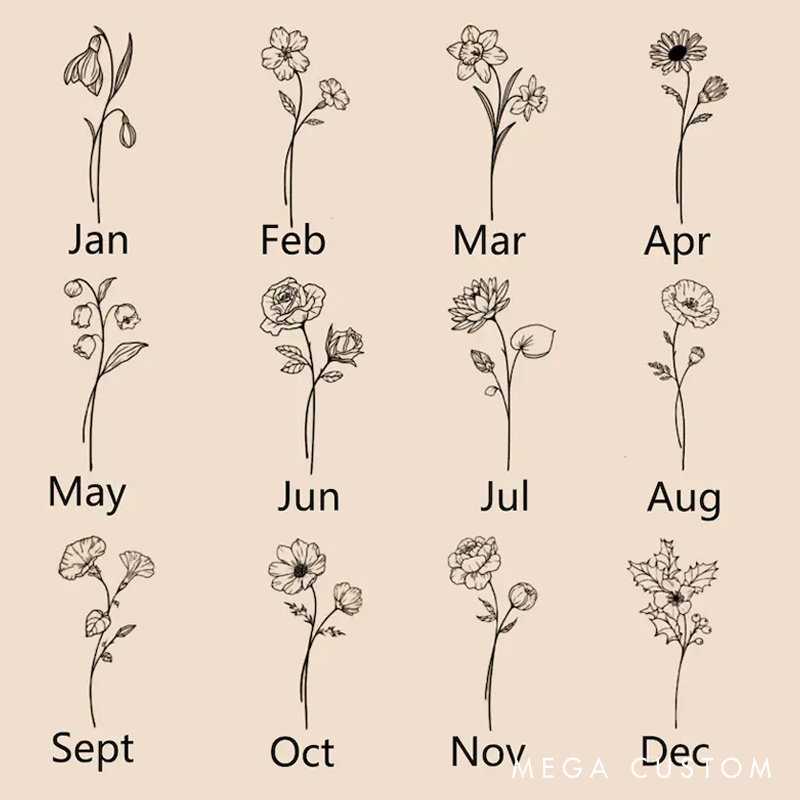 Personalized Birth Flower Wallet for Girls Women Leather Wallet With Name and Birth Flower Birthday Gift for Girlfriend Wife Valentine's Day Gifts