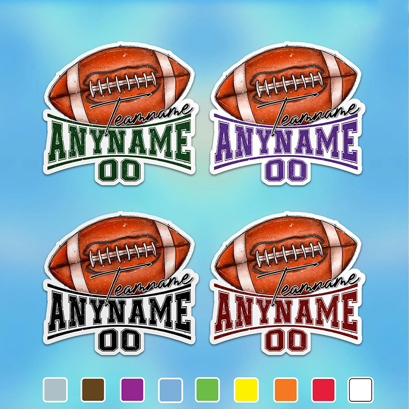 Personalized American Football and Rugby 3D Sticker, Customize with Team Name and Player Number