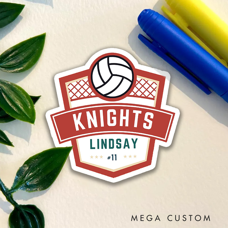 Personalized Volleyball Sticker with Custom Team Name, Player Name and Number for Athlete Sticker