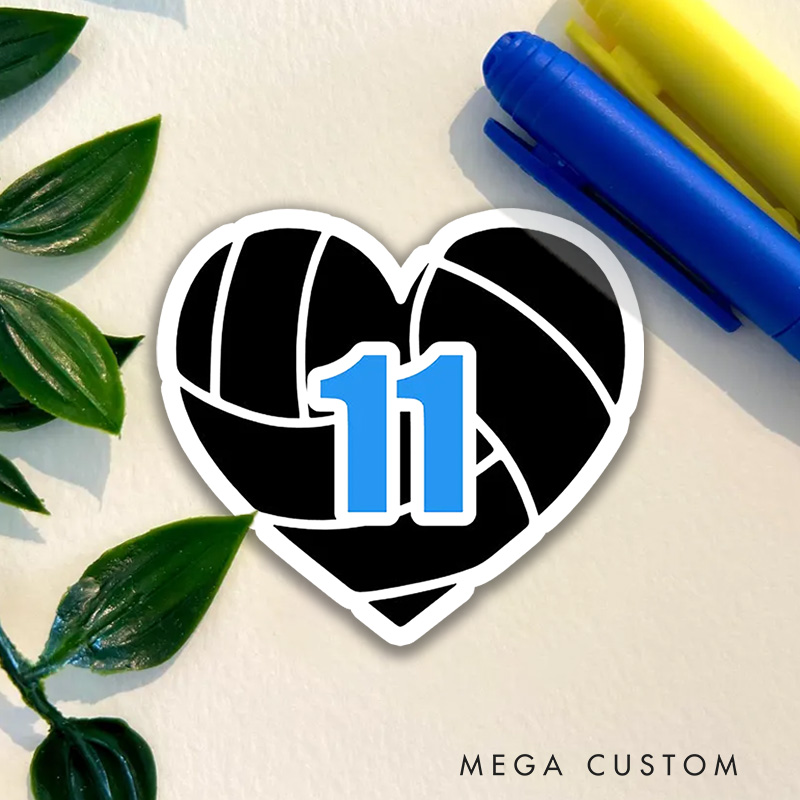 Personalized Volleyball Design Number Sticker with Custom Player Number for Sport Gift