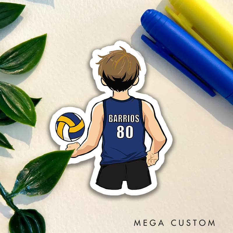  Personalized Volleyball Design Sticker with Custom Player Name and Number for Player Gift
