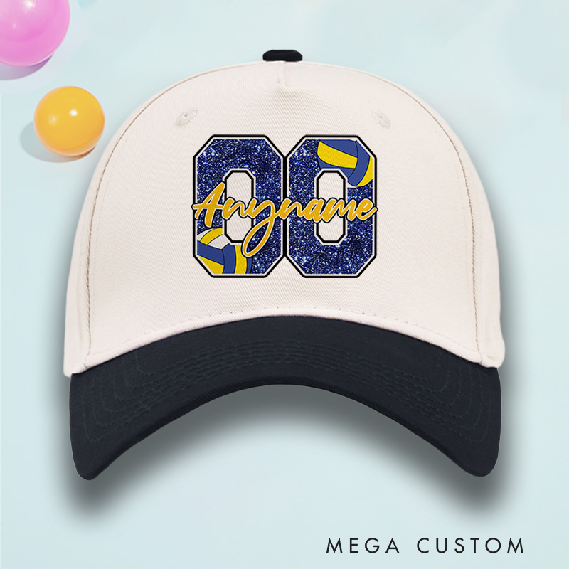 Personalized Volleyball Cotton Two Tone Cap with Custom Name and Number for Players and Fans