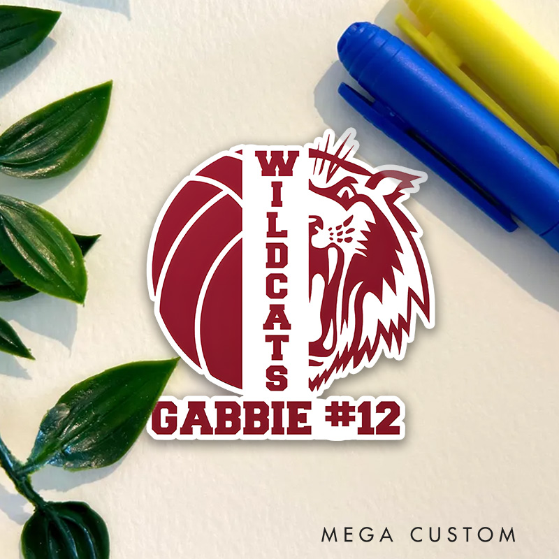 Personalized Volleyball Design Sticker with Custom Team Name, Player Name and Number