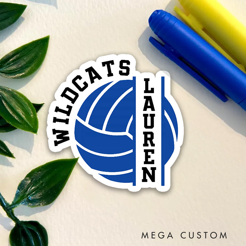 Personalized Volleyball Player Decal Sticker with Custom Team Name and Player Name, Team Spirit Gift