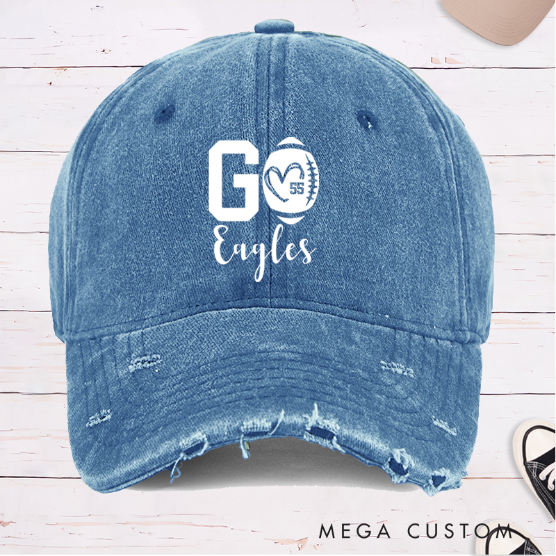 Personalized American Football Cap with Custom Team Name and Number for Game Day