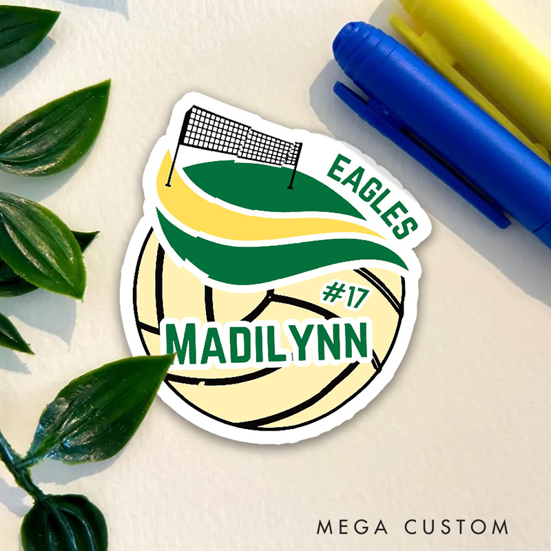 Personalized Volleyball Sticker with Custom Team Name, Player's Name and Number