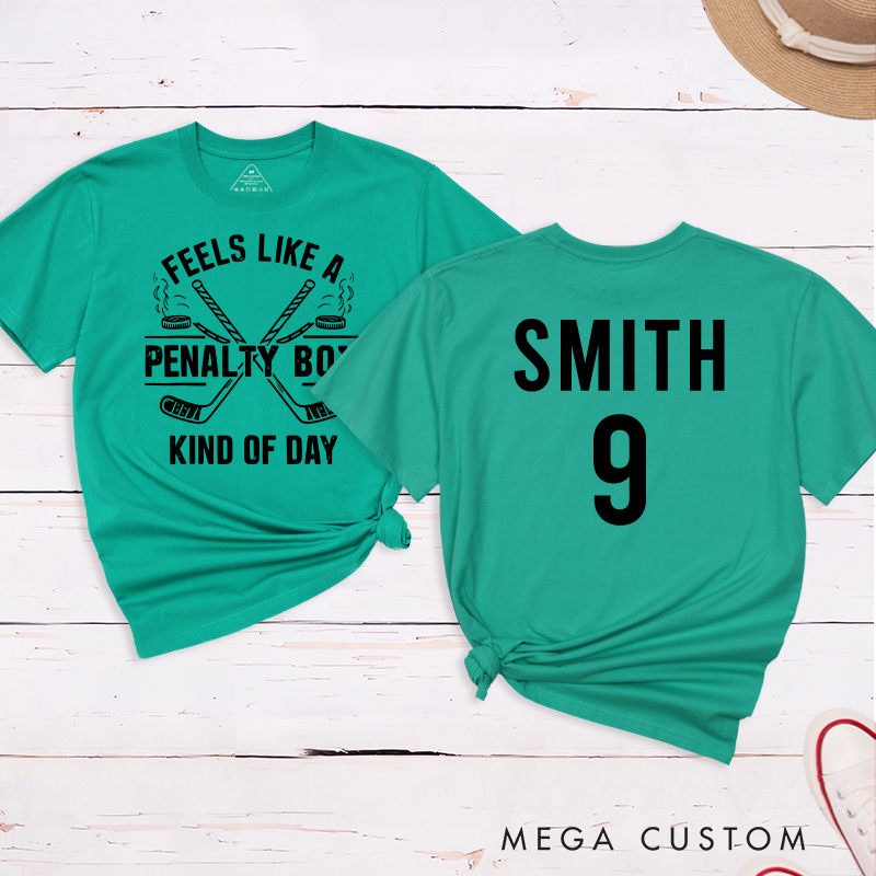 Personalized "Penalty Box Kind of Day" Hockey T-Shirt with Custom Name and Number