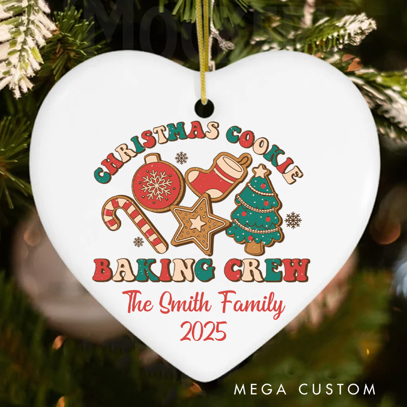 Personalized Cookie Baking Crew Christmas Ornament Ceramic Ornament with Name Xmas Tree Ornament Baker 2025 Christmas Gift Baking Lover Gift
