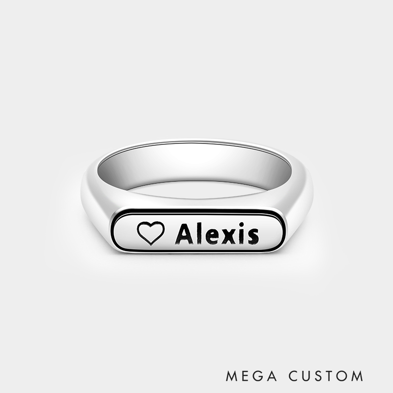 Personalized Sterling Silver Square and Rectangular Seal Ring Rings 925 Sterling Silver Gifts for Her