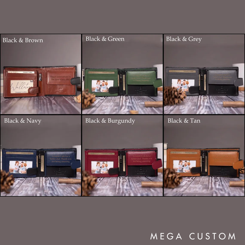 Personalized Leather Wallet for Men Engraved Leather Wallet with Name Mens Wallet Leather Wallet For Him Groomsmen Wallet Boyfriend Gift Dad Gift Husband Gift