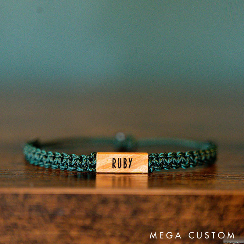 Personalizable Pet Paw Print Bracelet Reclaimed Wood Bracelet  Adjustable Macrame Memorial Jewelry Various Colors