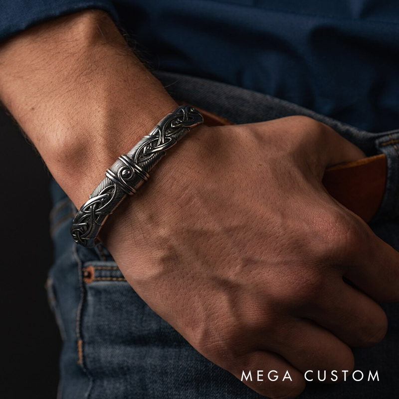 Viking Warrior Bracelet Norse Metal Adjustable Arm Ring Cuff Torc with Wolf Heads Viking Jewelry for Men Women Gift for Him and Her