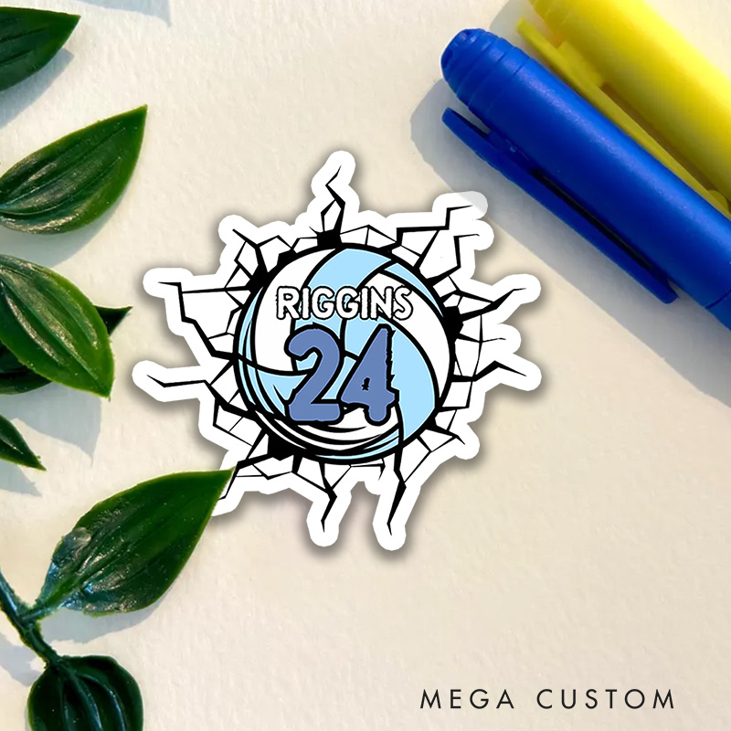 Personalized Volleyball Player Decal Sticker with Custom Your Name and Number