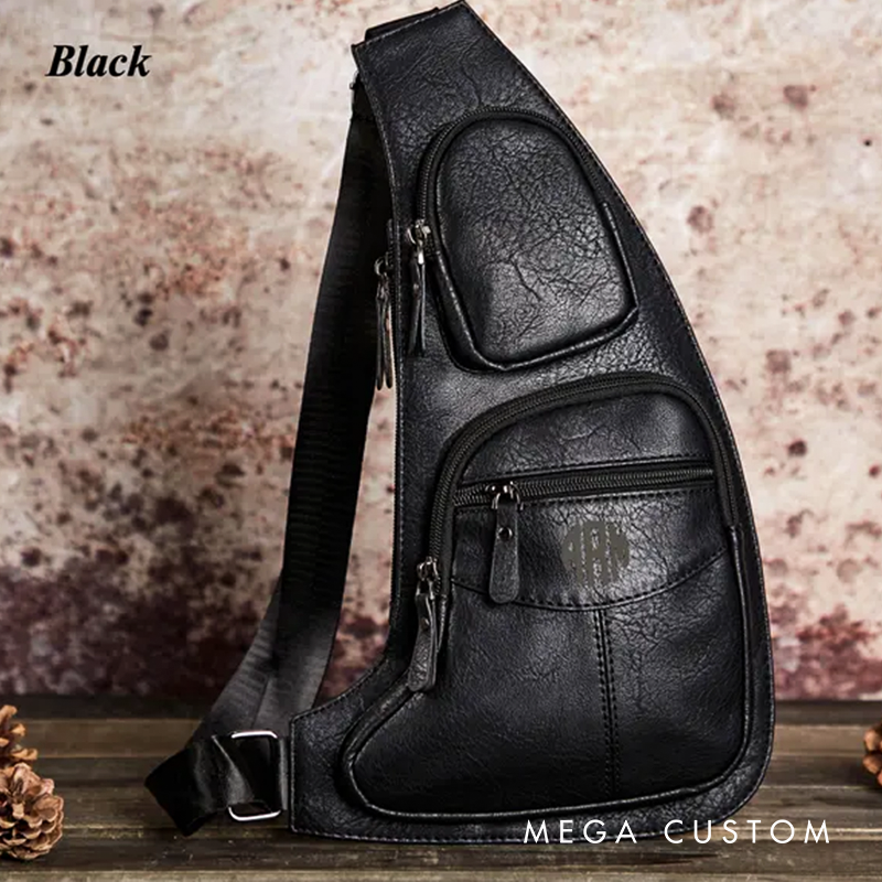 Personalized Leather Crossbody Bag Groomsmen Gifts Crossbody Sling Bag Leather Chest Bag for Men Quality Travel Bag Shoulder Bag for Dad