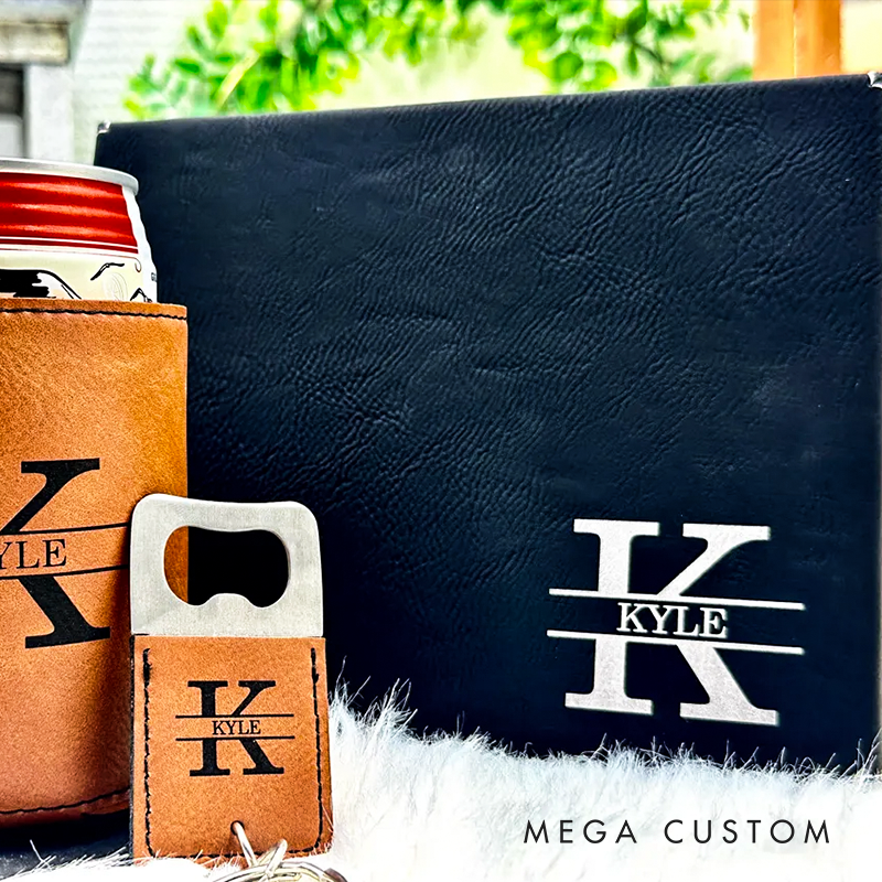 Personalized Can Cooler & Bottle Opener Set Groomsmen Proposal Gift Stocking Stuffer Christmas Gift for Him Custom Gift for Men
