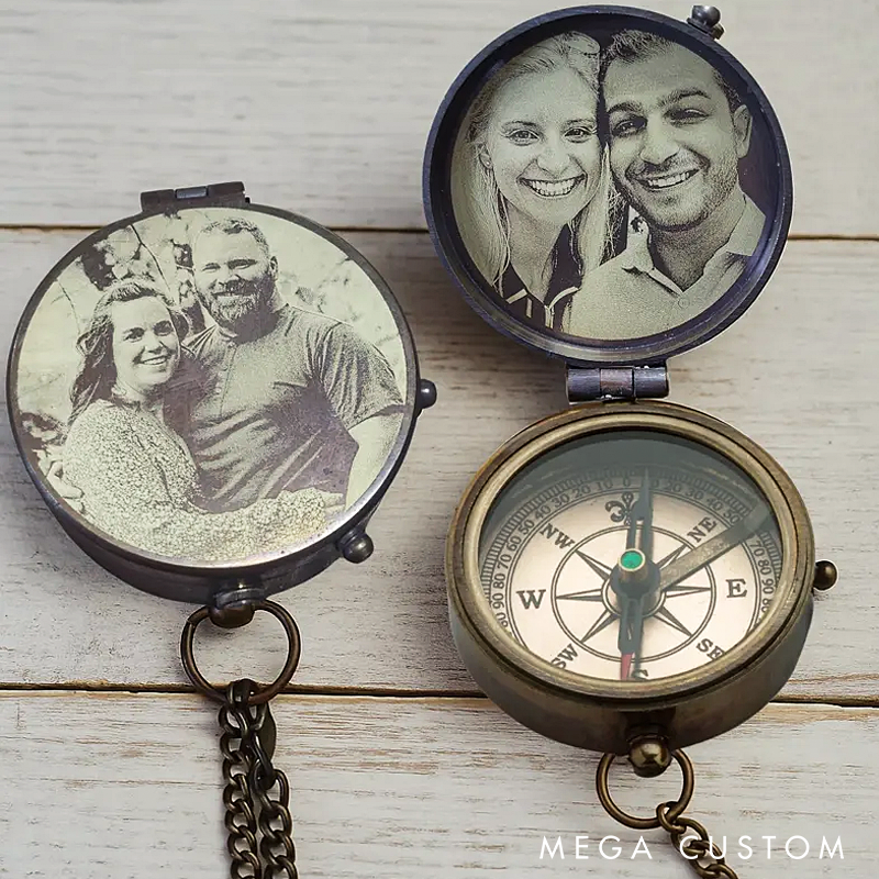 Personalized Engraved Compass Gift Custom Working Antique Brass Pocket Compass Vintage Christmas Gifts