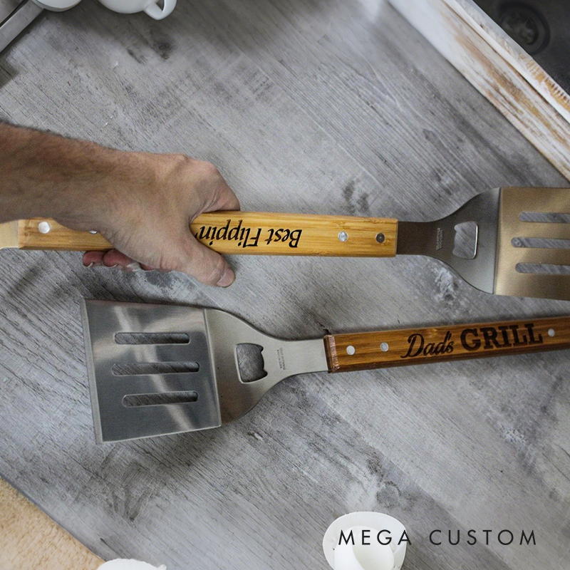 Personalized Bbq Spatula Or Tool Set Christmas Gift For Dad Or Stepdad Grilling Accessories For Grandpa Grill Gift For Guys Gift Idea