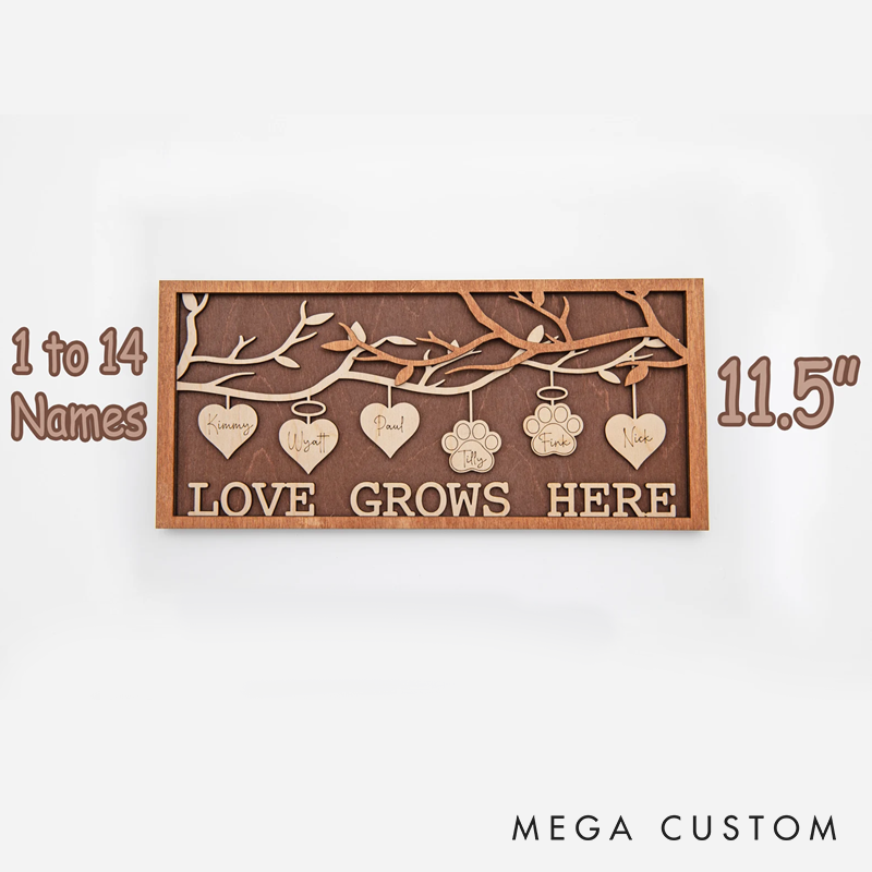 Family Tree Hanging Heart 3D Wall Hanging Decoration or Gift with Stand Perfect for Mothers Day Fathers Day