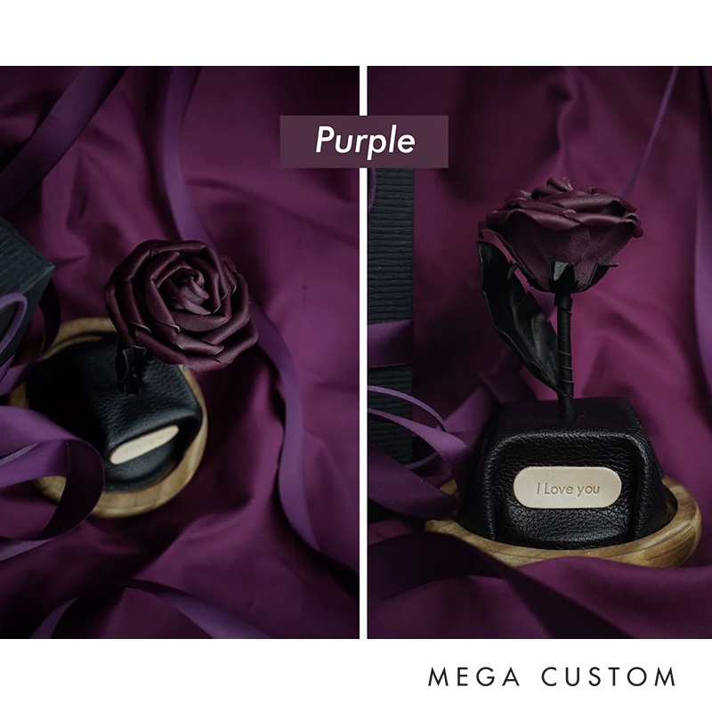 Personalized Leather Forever Rose in Glass Dome Preserved Flower Box Personalized Leather 3rd 5th Anniversary Gifts for Wife Girlfriend Partners Her Him
