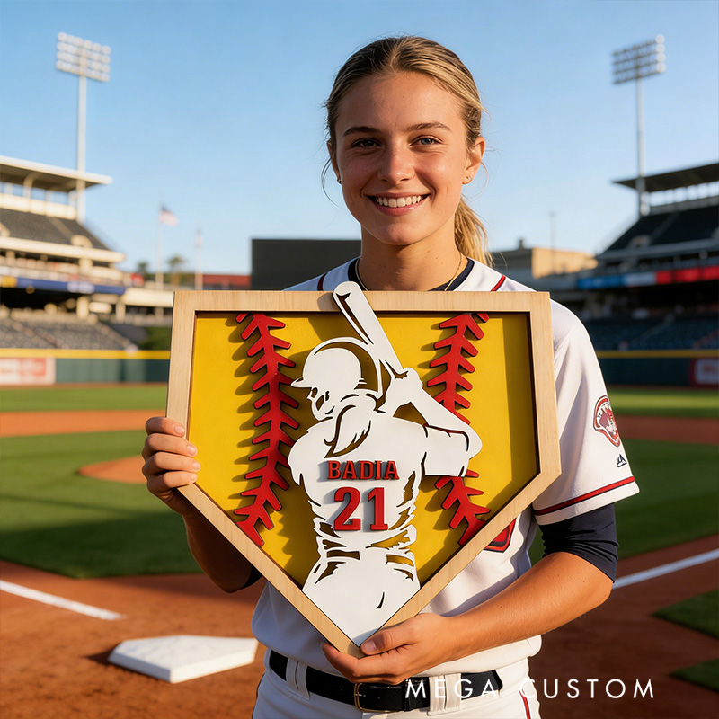 Personalized Softball Name Sign 3D Softball Plaque Gift for Softball Lovers Softball Girls