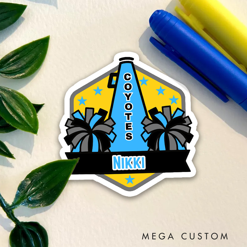Personalized Sport Cheer Team Spirit Sticker with Custom Your Team Name and Player Name for Fans