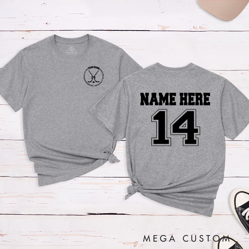 Personalized Team Hockey T-Shirt with Custom Name and Number