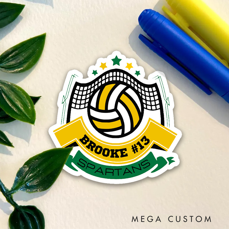 Personalized Volleyball Sticker with Custom Team Name, Player Name and Number for Game Day