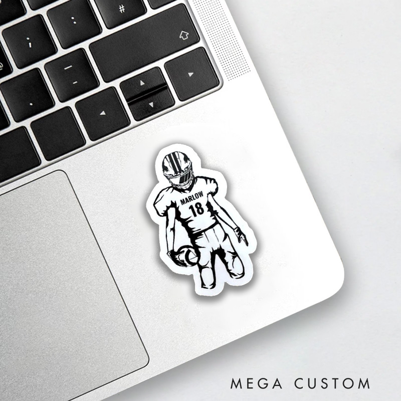 Personalized American Football  Sticker with Custom Team Name and Player Name