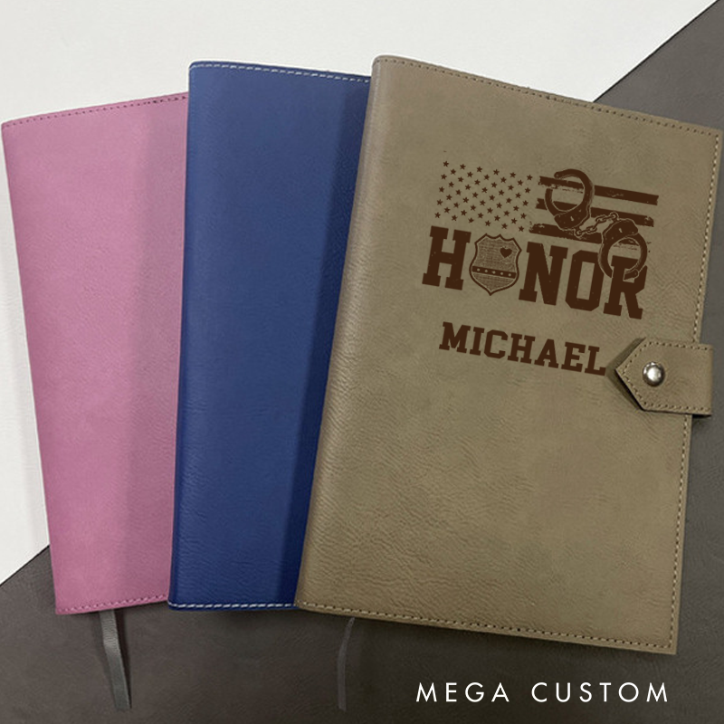 Personalized Leather Notebook for Police Officers Serve Honor and Protect Leather Journal Policeman Appreciation Gift