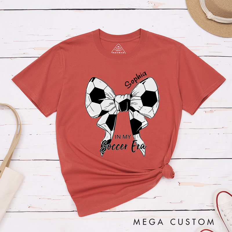 Personalized Soccer Bow Graphic T-Shirt with Custom Text Option  