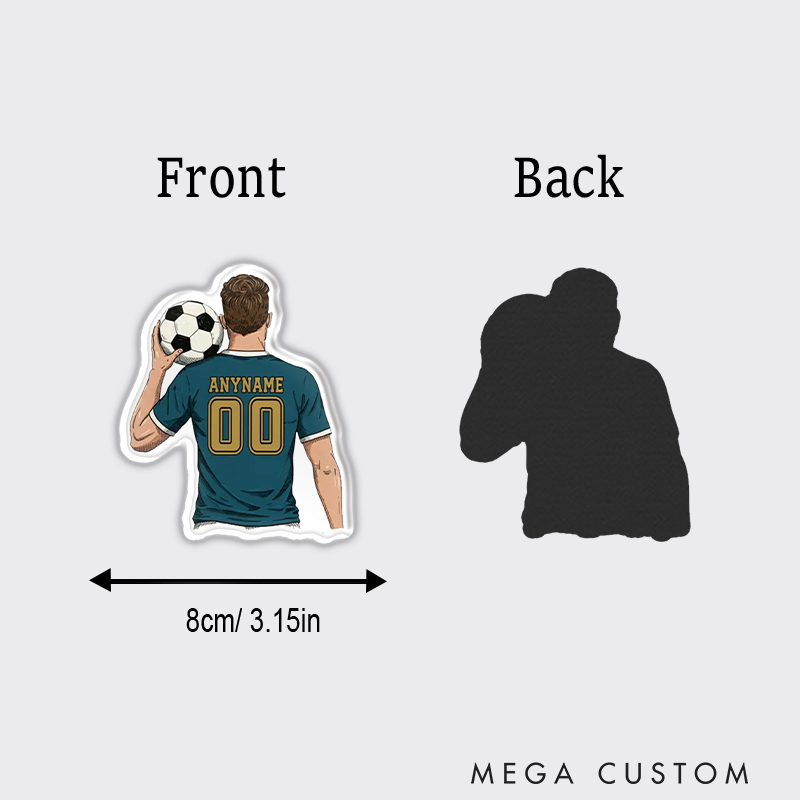 Personalized Men's Soccer Jersey Fridge Magnet Custom Name and Number Decal