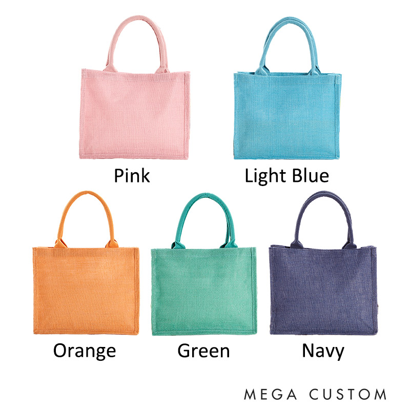 Personalized Bridesmaid Floral Wreath Initials Burlap Tote Bag with Name Maid of Honor Tote Bag