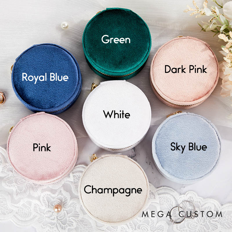 Personalized Bridesmaid Wreath Jewelry Box Bride Round Velvet Jewelry Box for Her Wedding Bachelorette Party Gift