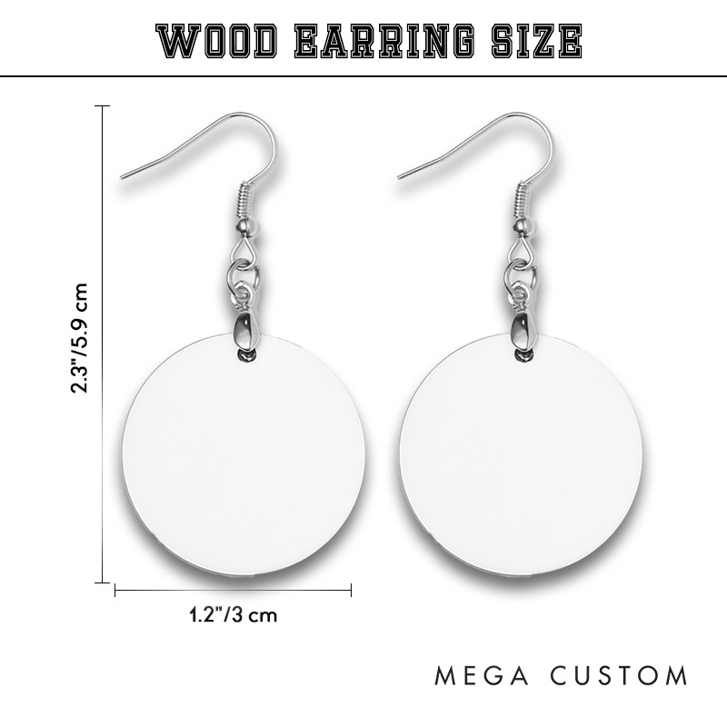 Personalized Round Baseball Softball Wooden Earrings with Name and Number Birthday Anniversary Gift for Sports Lover