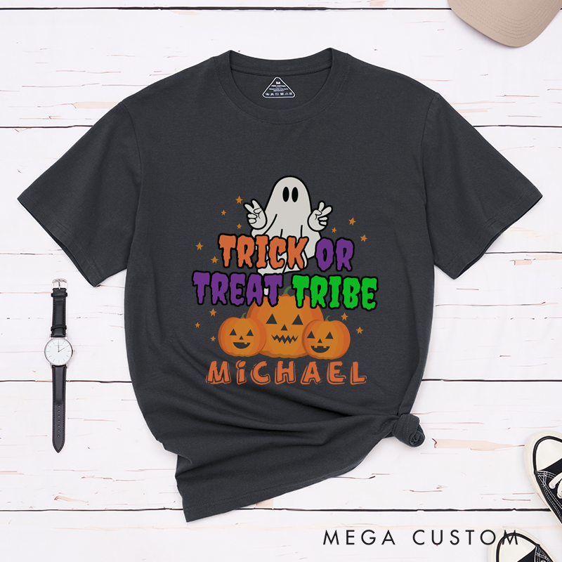 Personalized Halloween Trick or Treat Tribe Matching T-Shirt For Couple Halloween Party Shirts