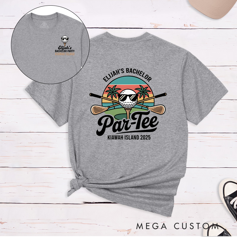 Personalized Golf Bachelor Party T-Shirt with Custom Name Location and Year Unique Gift for Golf Lovers