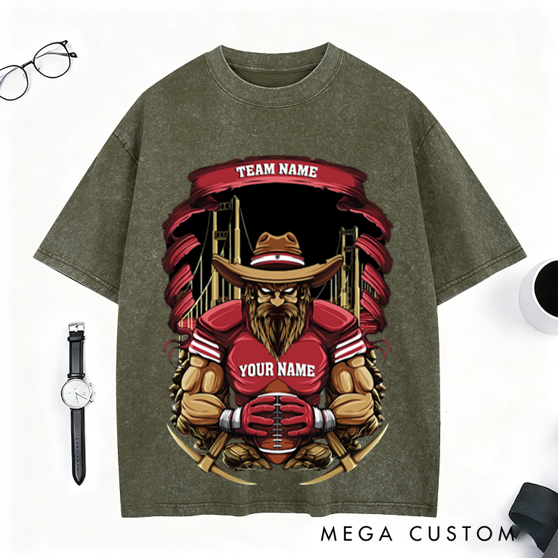 Personalized Cowboy Football T-Shirt Custom Team and Name for a Bold Western Style