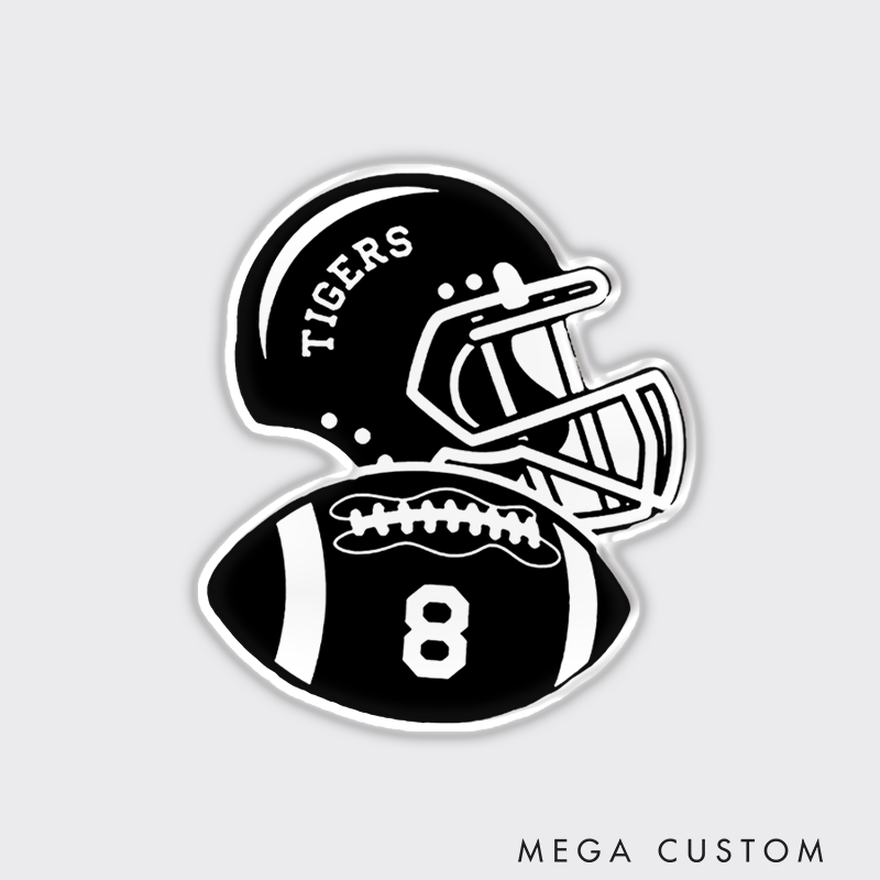 Personalized American Football Helmet Fridge Magnets Customize with Team Name and Player Number for Fans