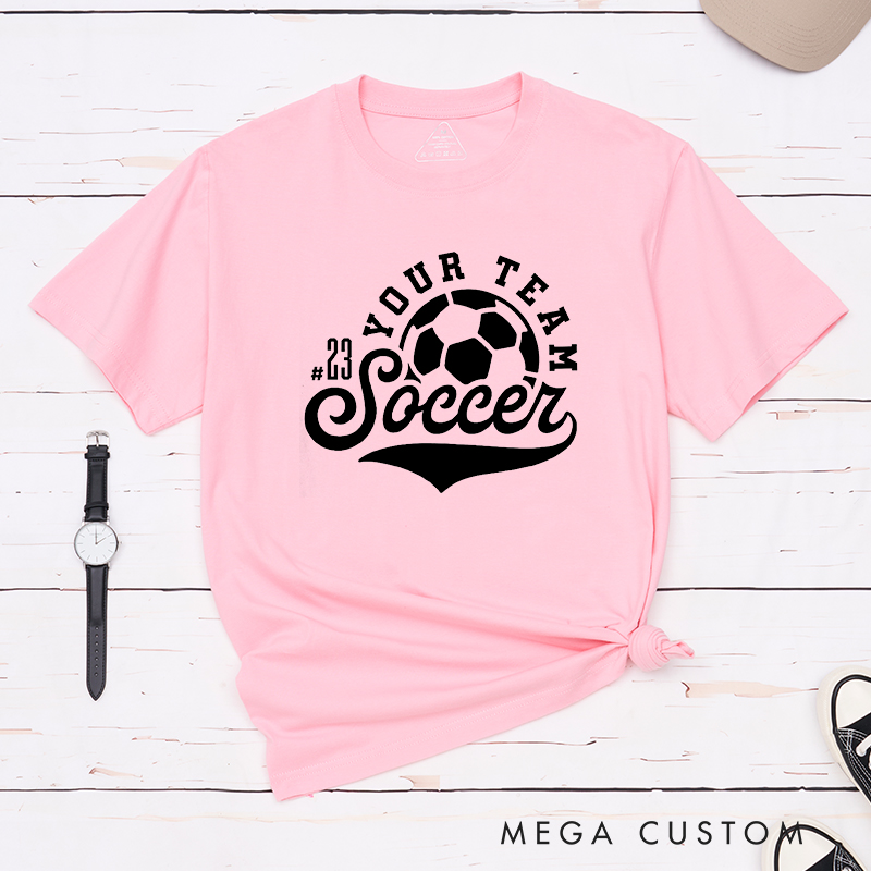 Personalized Soccer T-Shirt with Retro Design and Custom Team Name and Number
