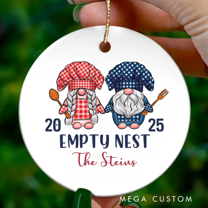 Personalized Empty Nest Ceramic Christmas Ornament Cooking Gnome Ornament with Name Xmas Tree Ornament for Baker Christmas Gift Baking Lover Gift