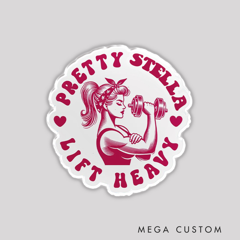 Personalized Fitness Refrigerator Magnet with Pretty Girl Lift Heavy Dumbbell for Gym Lover