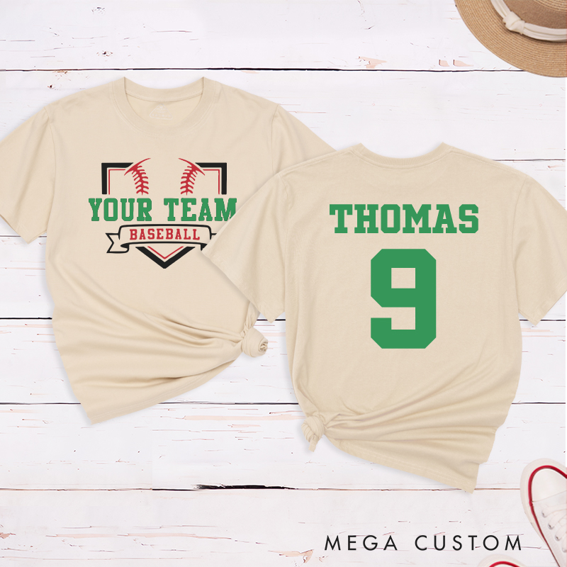 Personalized Team Name Baseball Home Plate Design T-Shirt