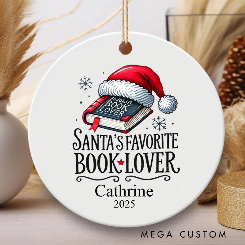 Personalized Santa's Favorite Book Lover Christmas Ornament Bookworm Gifts for Kids Bookish Ornament for Reader Gift Book Lovers Gift Librarian Gift