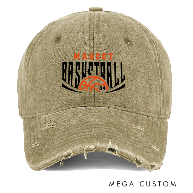 Personalized Basketball Distressed Cap with Custom Team Name and Number Design